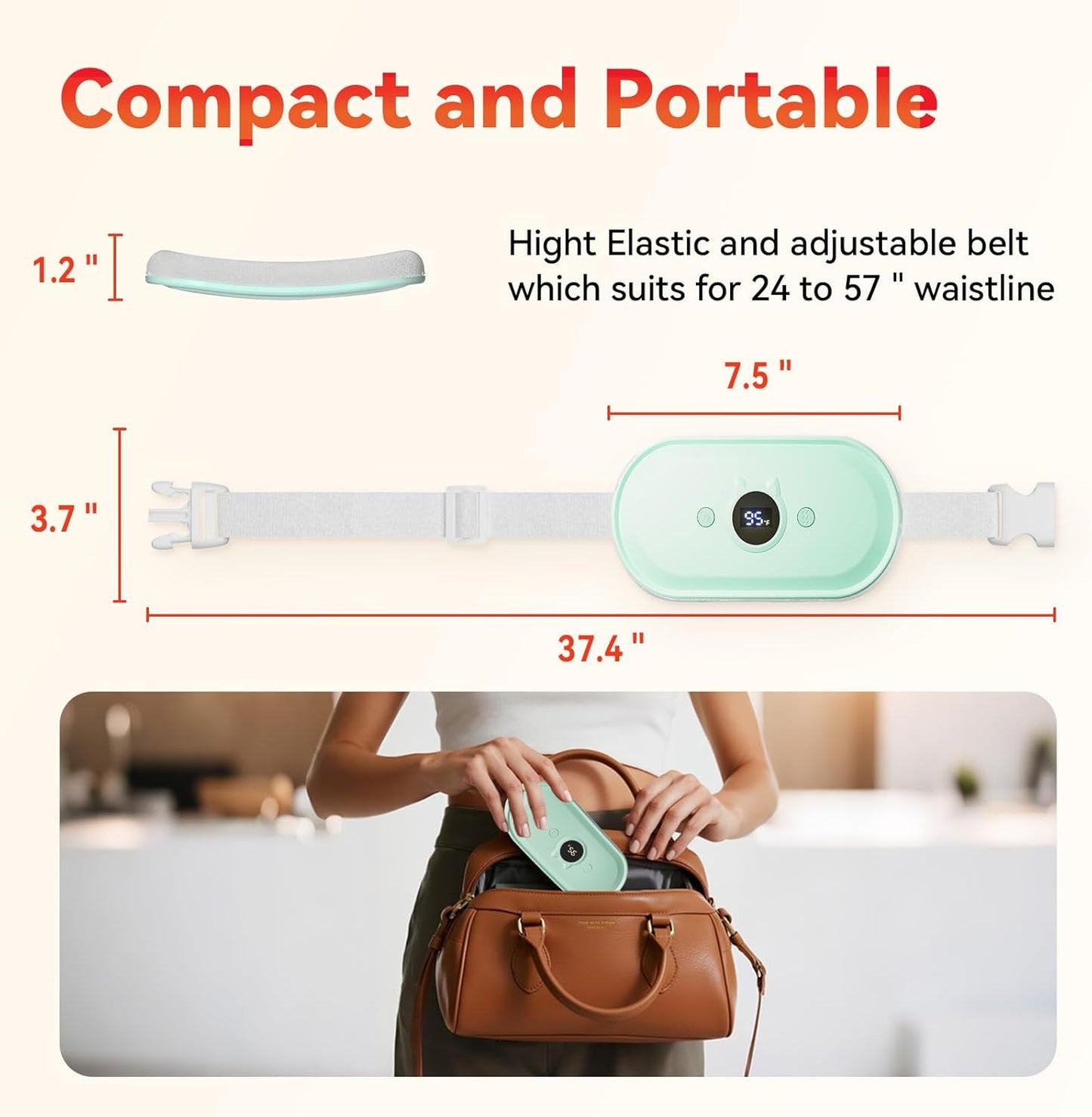 ThermaEase compact cordless portable design infographic
