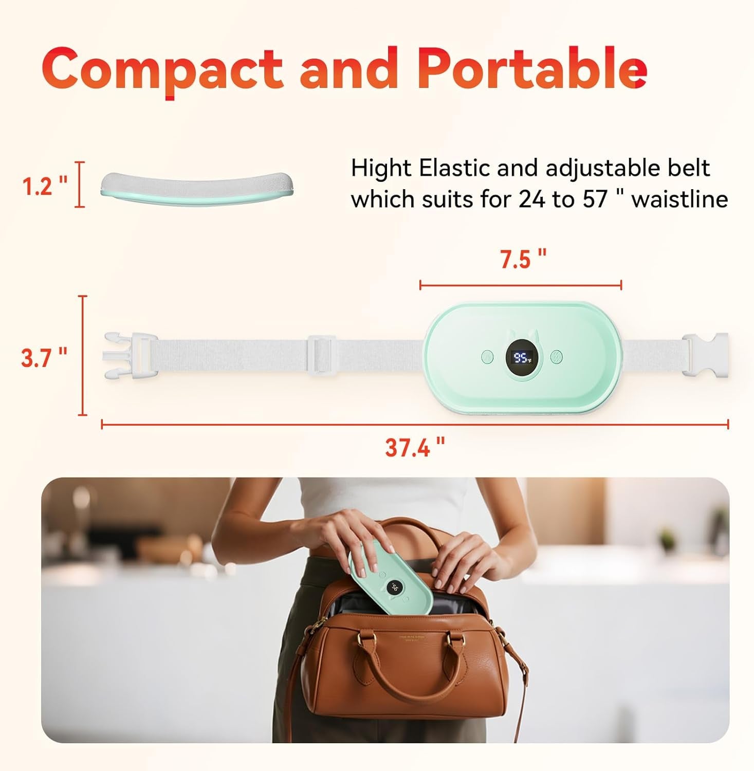 ThermaEase compact cordless portable design infographic