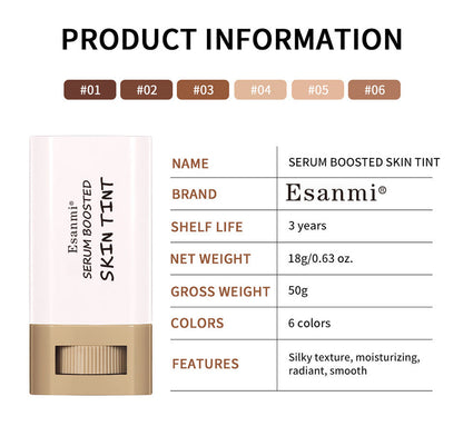 SilkTint product details: 18 gram stick, six shades, three year shelf life