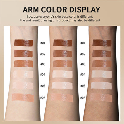 SilkTint shade swatches 01 through 06 shown on three different skin tones